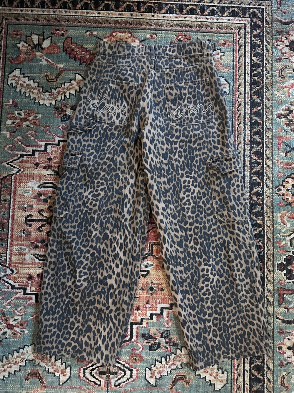 Damson Madder Dion Leopard Carpenter Cargo Pants UK 10/US 6 - Picture 7 of 14